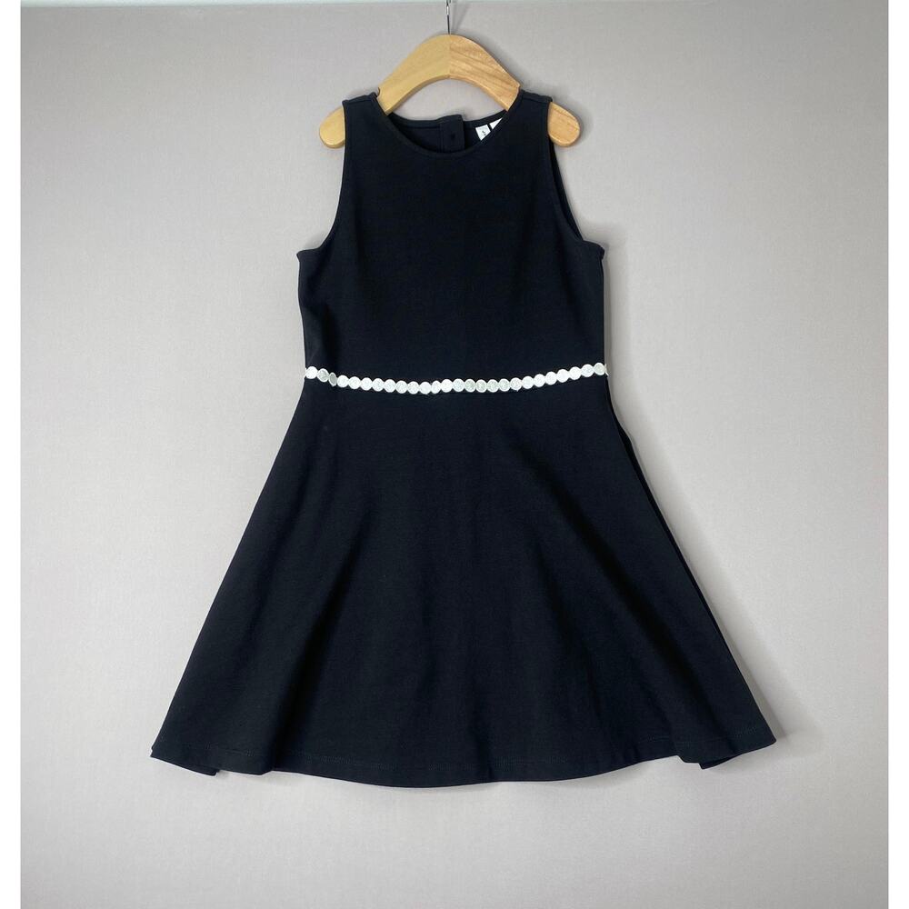 Janie & Jack Dot Belt Black Ponte Sleeveless Dress Girls 8 Yrs